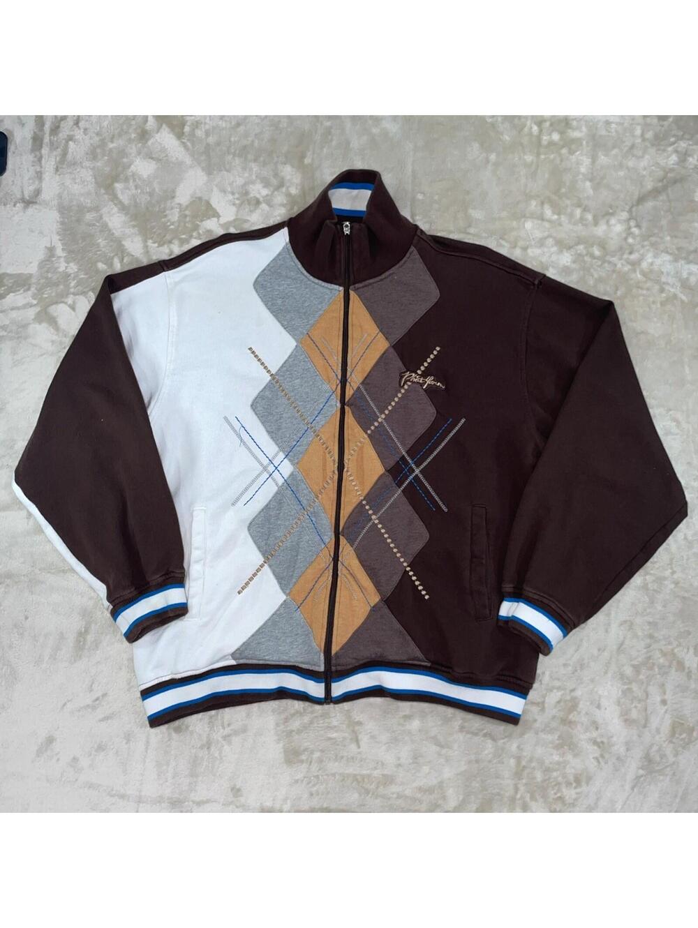 Vintage Phat Farm Track Jacket Brown Y2K Hip Hop Streetwear Men’s Size XL